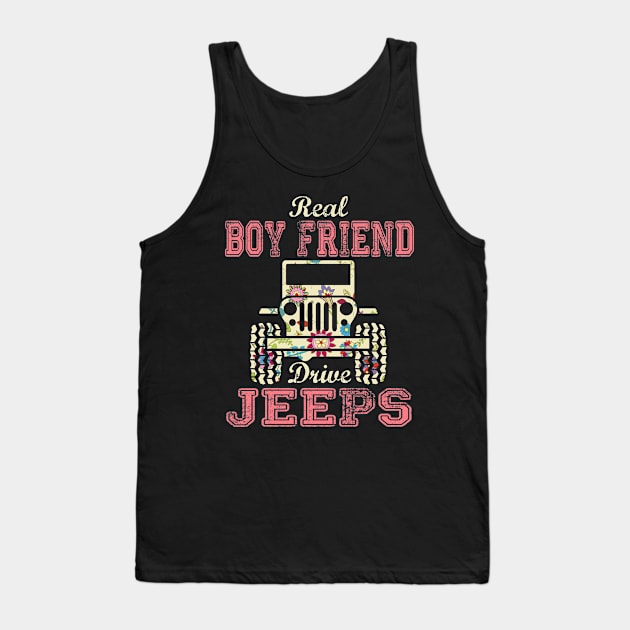 Real Boy Friend Drive Jeeps Cute Flower Jeep Floral Jeeps Women/Kid Jeep Lover Jeep Girl Tank Top by Nancie